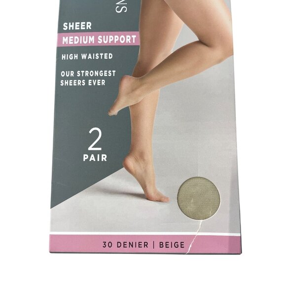 Silk Impressions Pantyhose Size Small Sheer Medium Support 30 Denier 2 Pack NEW - Picture 2 of 6
